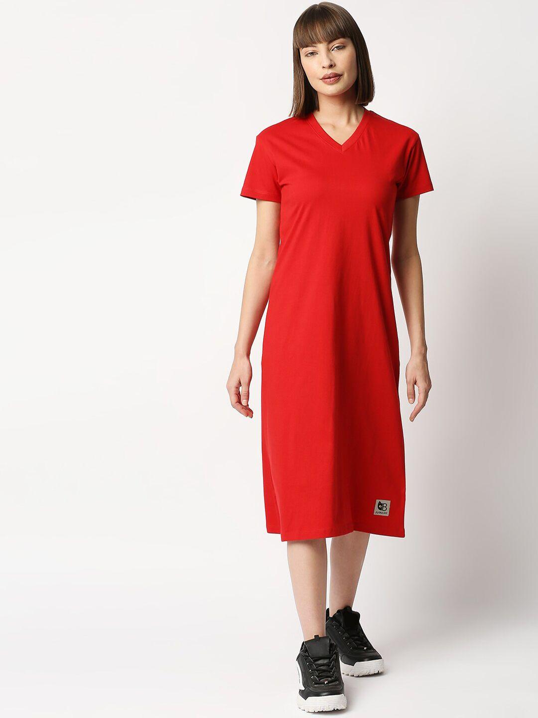 blamblack red a-line midi dress