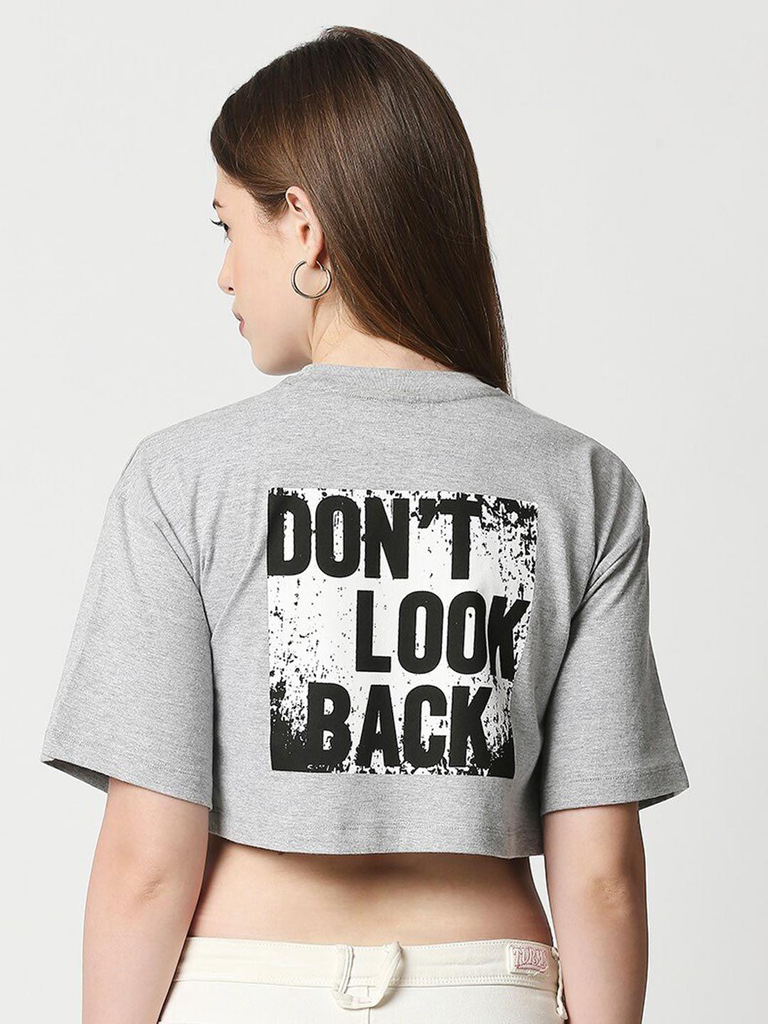 blamblack round neck short sleeves printed crop top