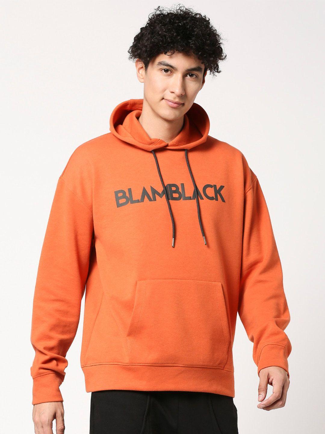 blamblack typography printed hooded sweatshirt