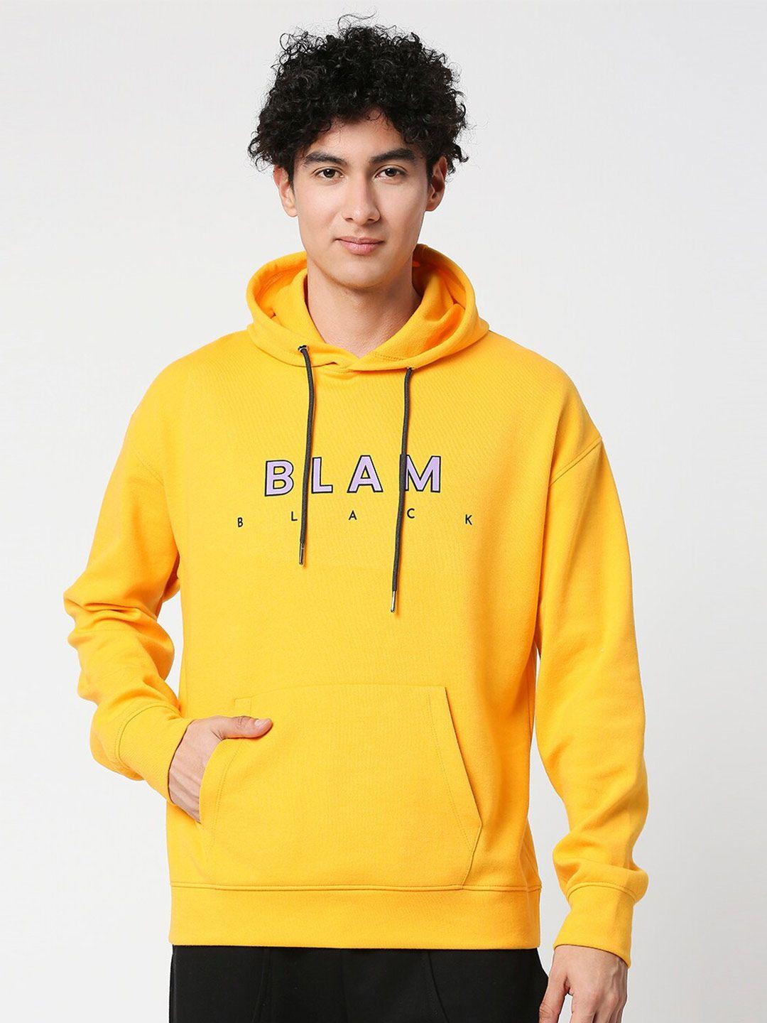 blamblack typography printed hooded sweatshirt