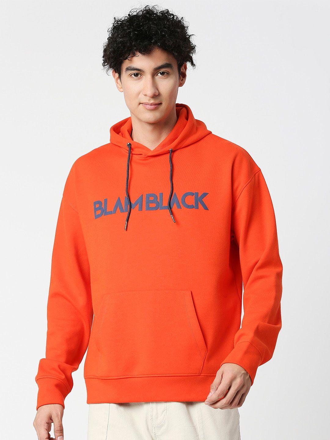 blamblack typography printed hooded sweatshirt