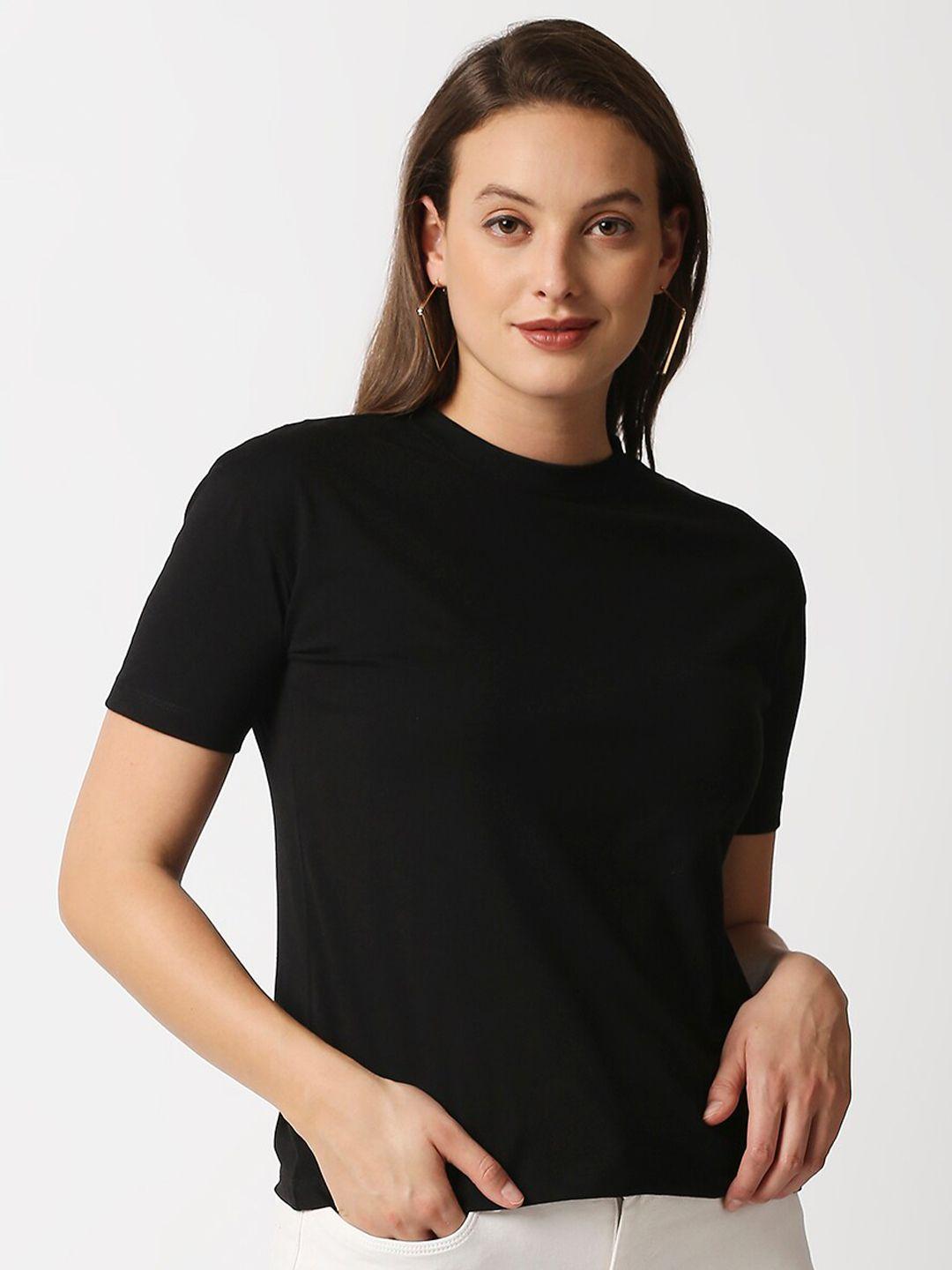 blamblack women black solid t-shirt