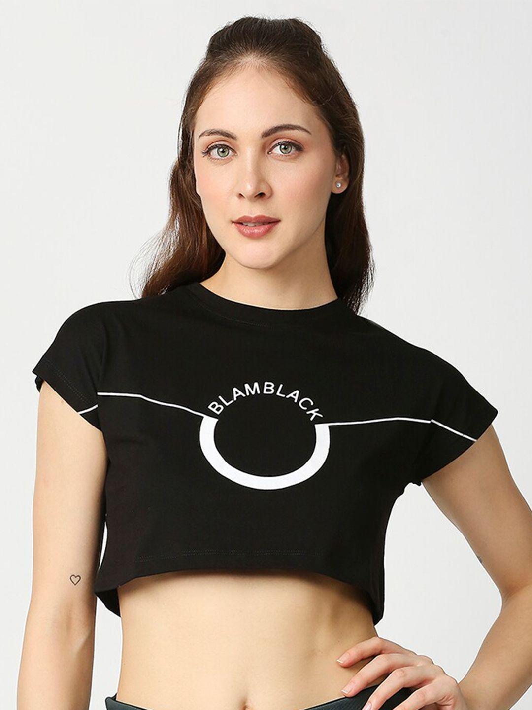 blamblack women print crop top