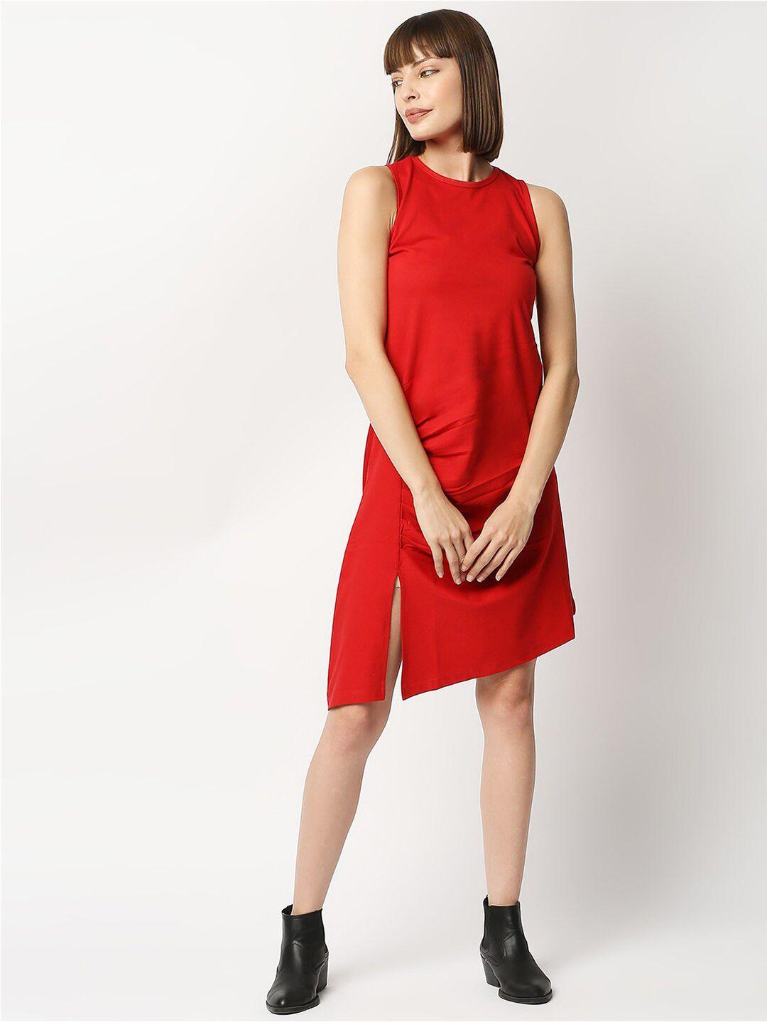 blamblack women red sheath dress