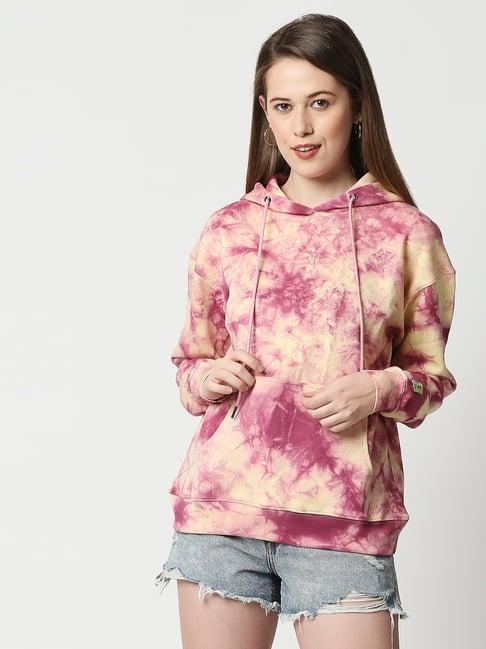 blamblack yellow & pink cotton tie - dye hoodie