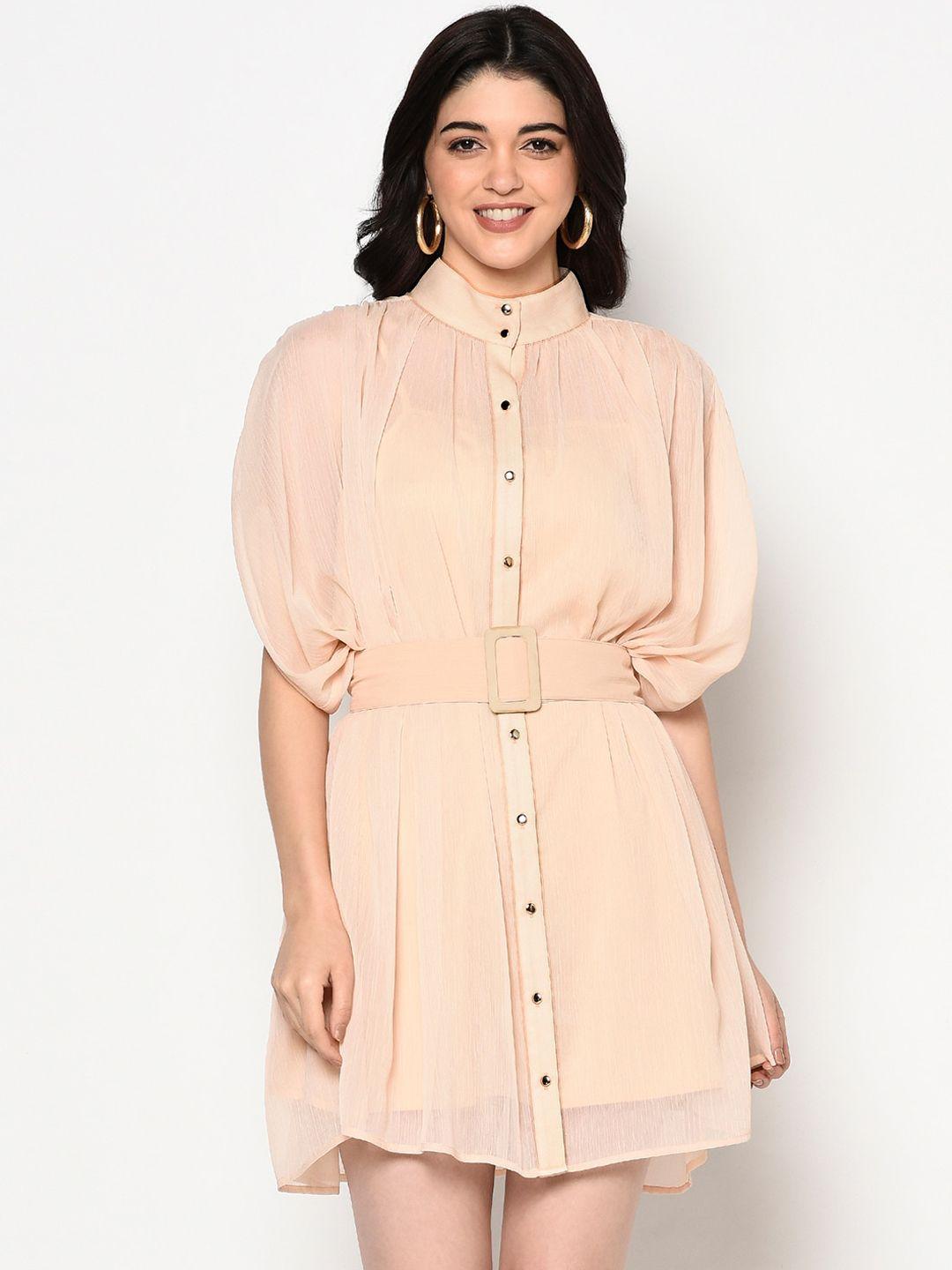 blanc9 pink shirt dress