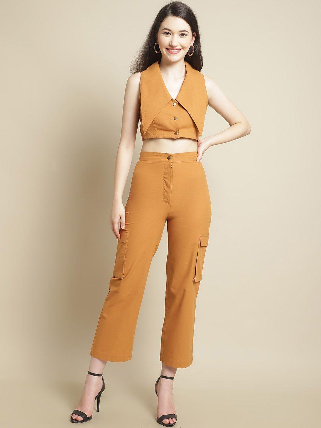 blanc9 shawl neck crop top with trousers