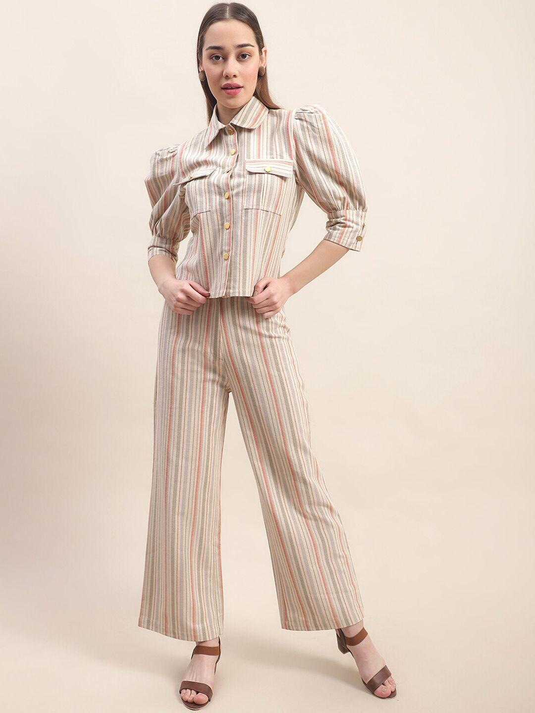 blanc9 striped pure cotton shirt with trousers