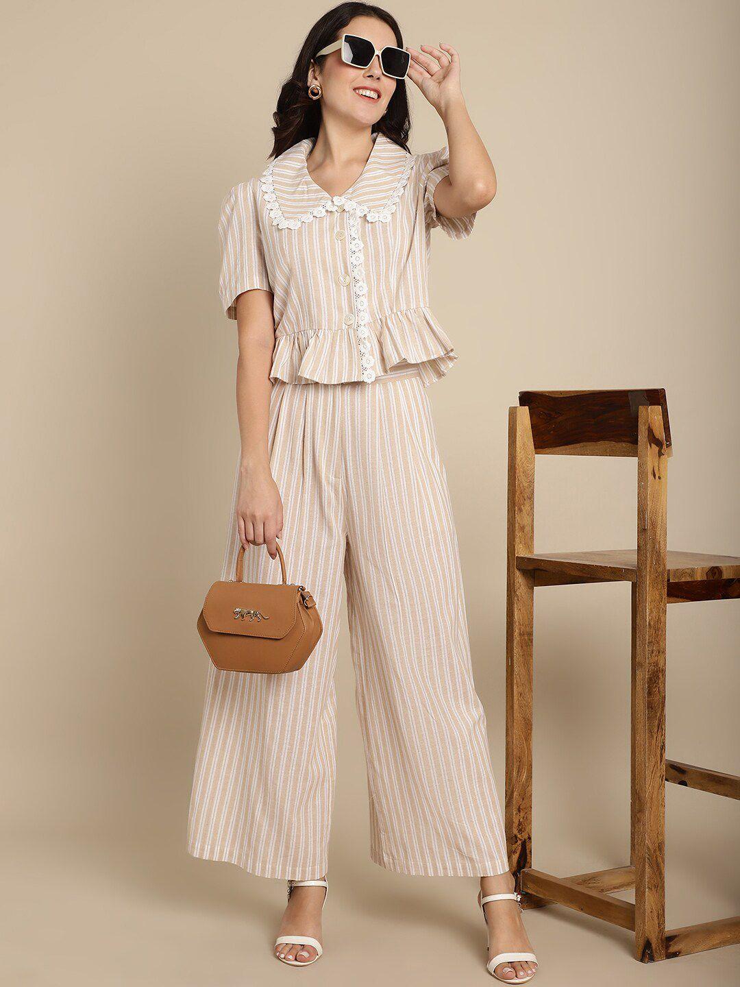 blanc9 striped pure cotton top with trousers