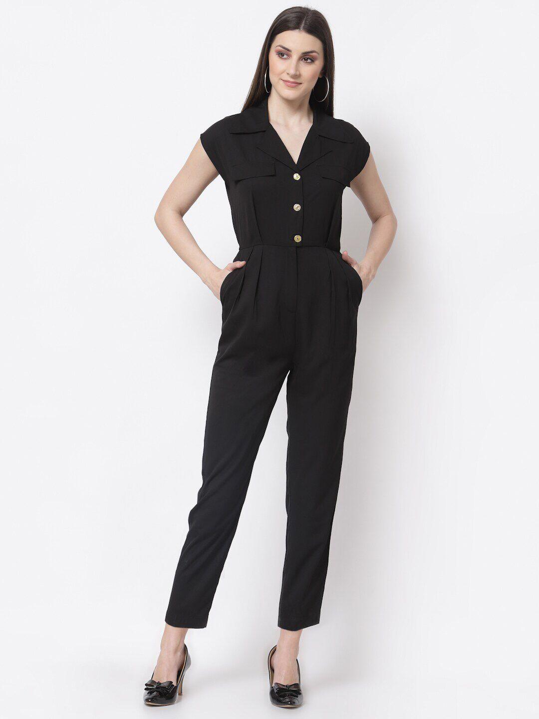 blanc9 women black solid jumpsuit