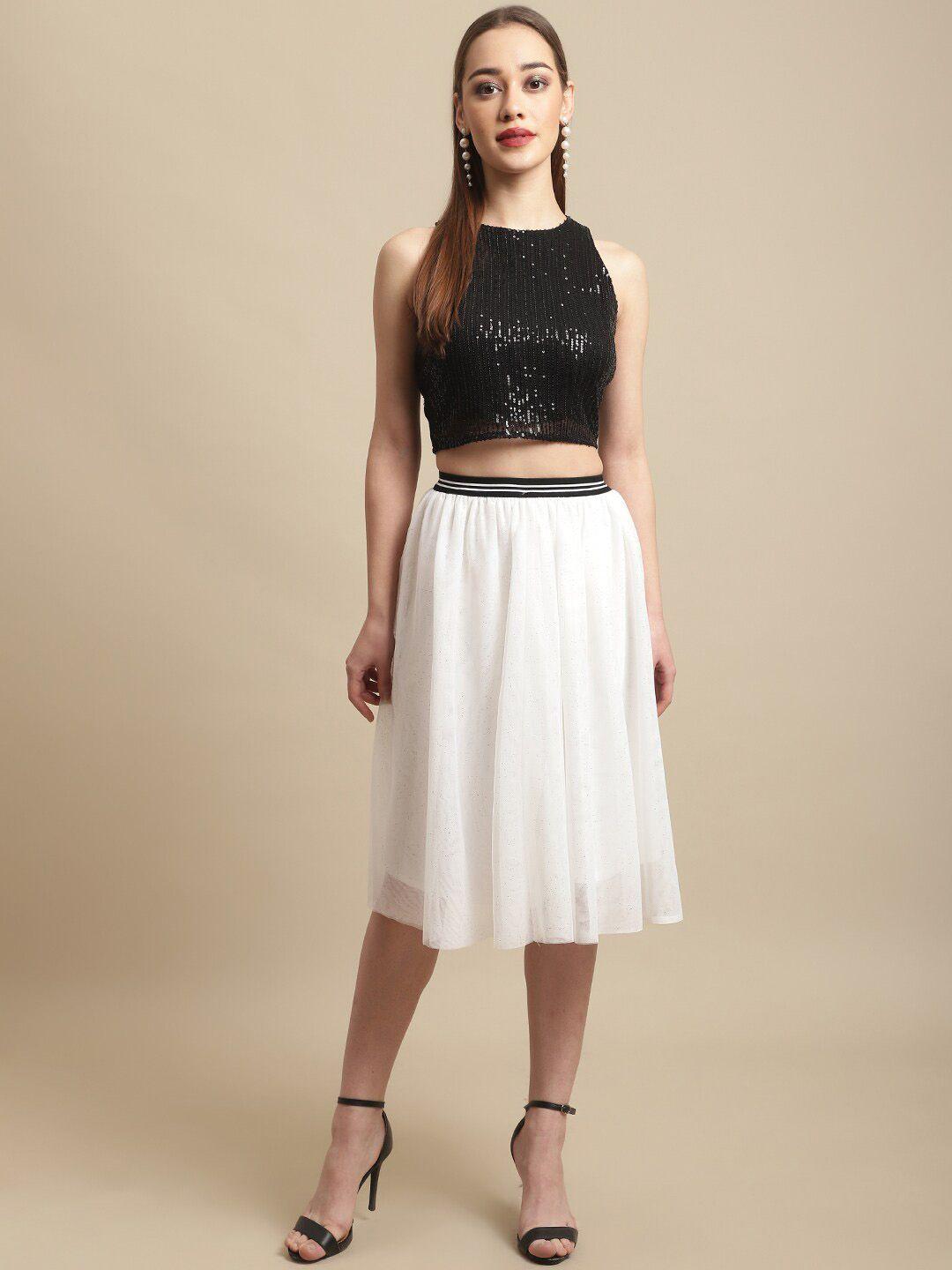 blanc9 women embellished top with skirt