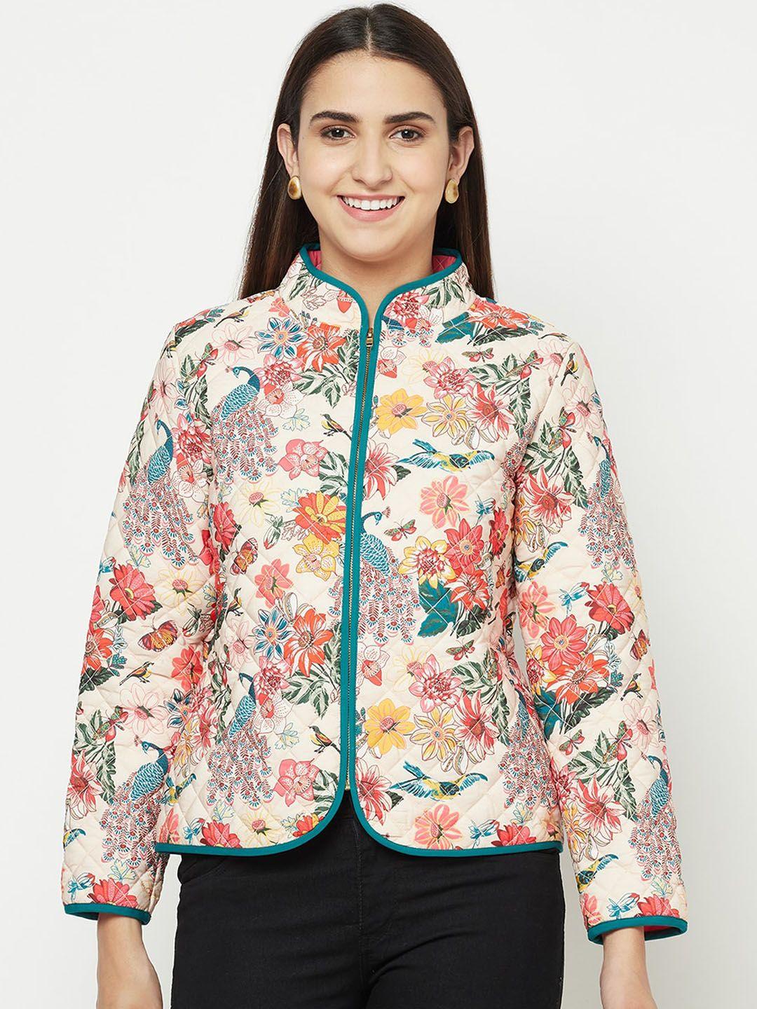 blanc9 women multicoloured floral quilted jacket