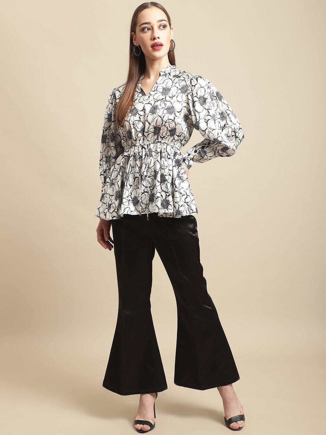 blanc9 women printed semi-fit top and a trouser
