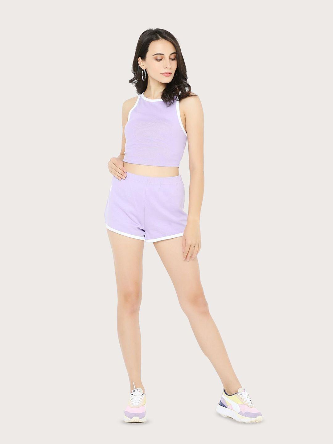 blancd ribbed sleeveless crop pure cotton tank top with shorts