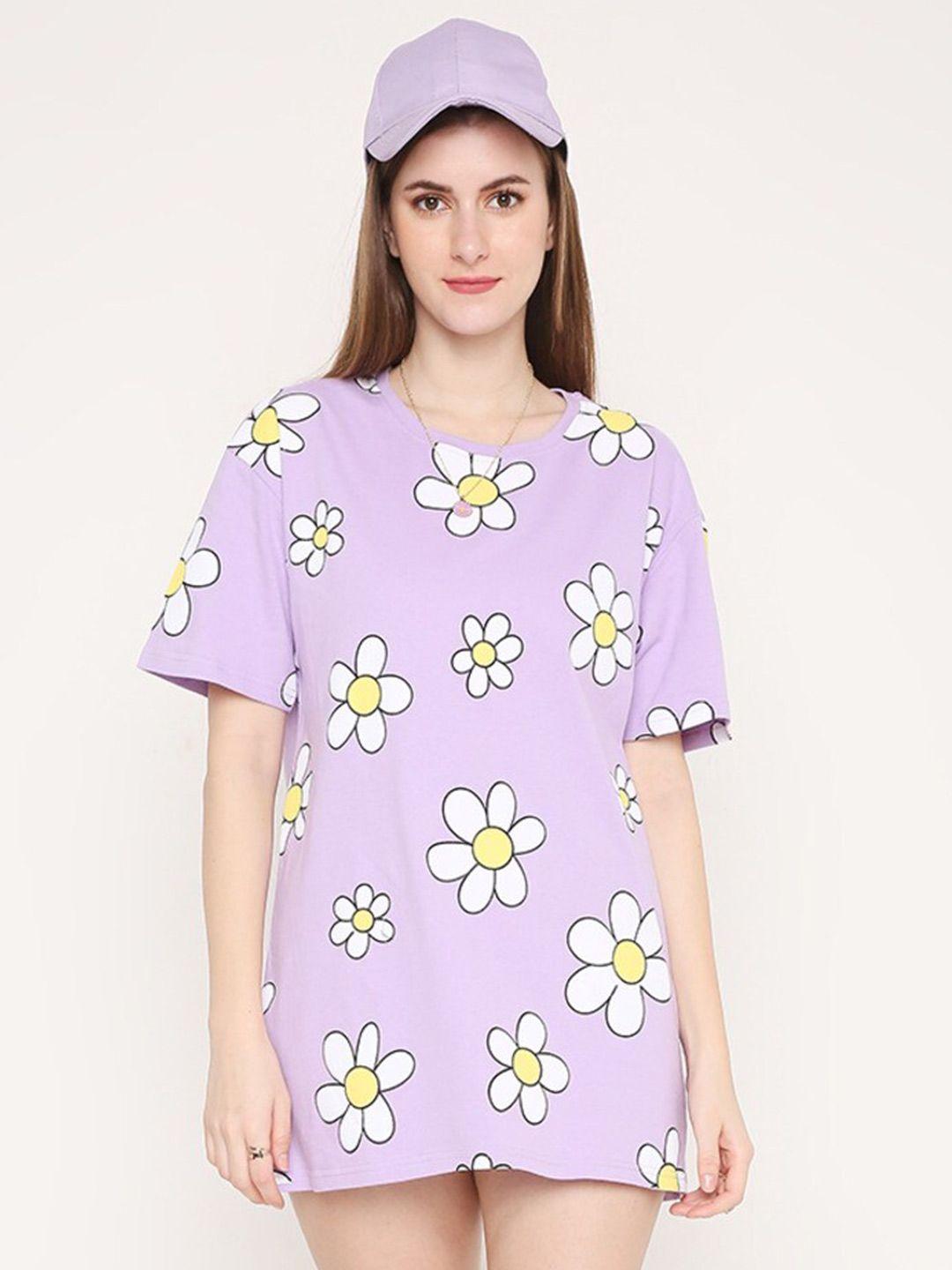 blancd women lavender floral printed t-shirt