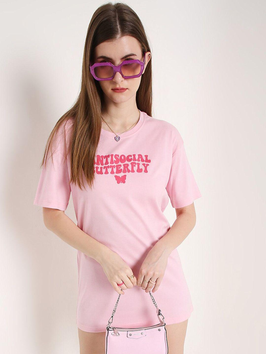 blancd women pink typography printed t-shirt