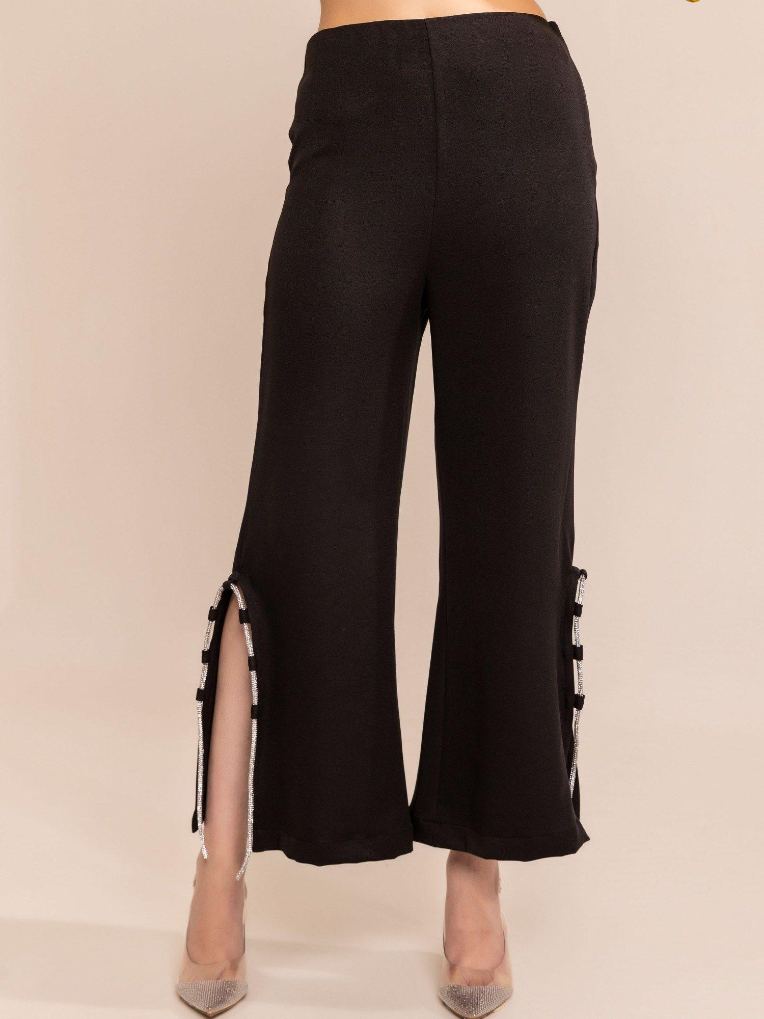 blazing black side rhinestone slit pant