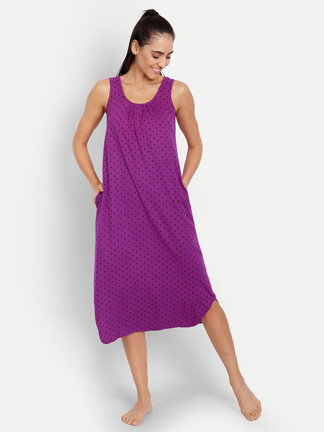 blazon polka dots printed pure cotton nightdress