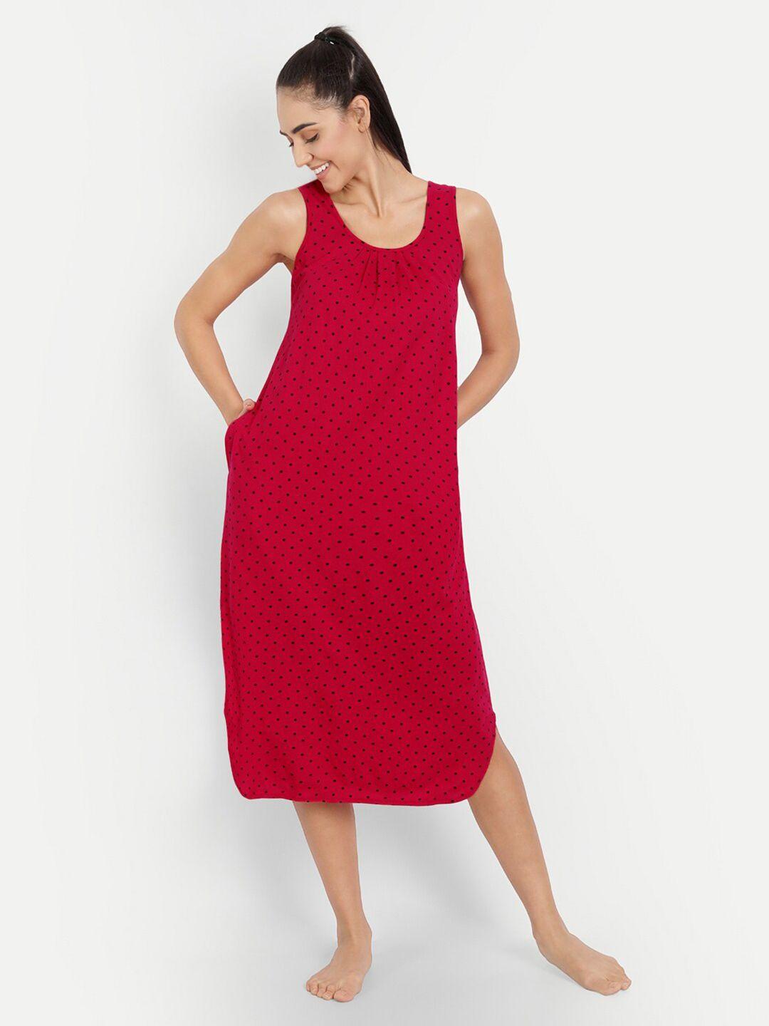 blazon polka dots printed pure cotton nightdress