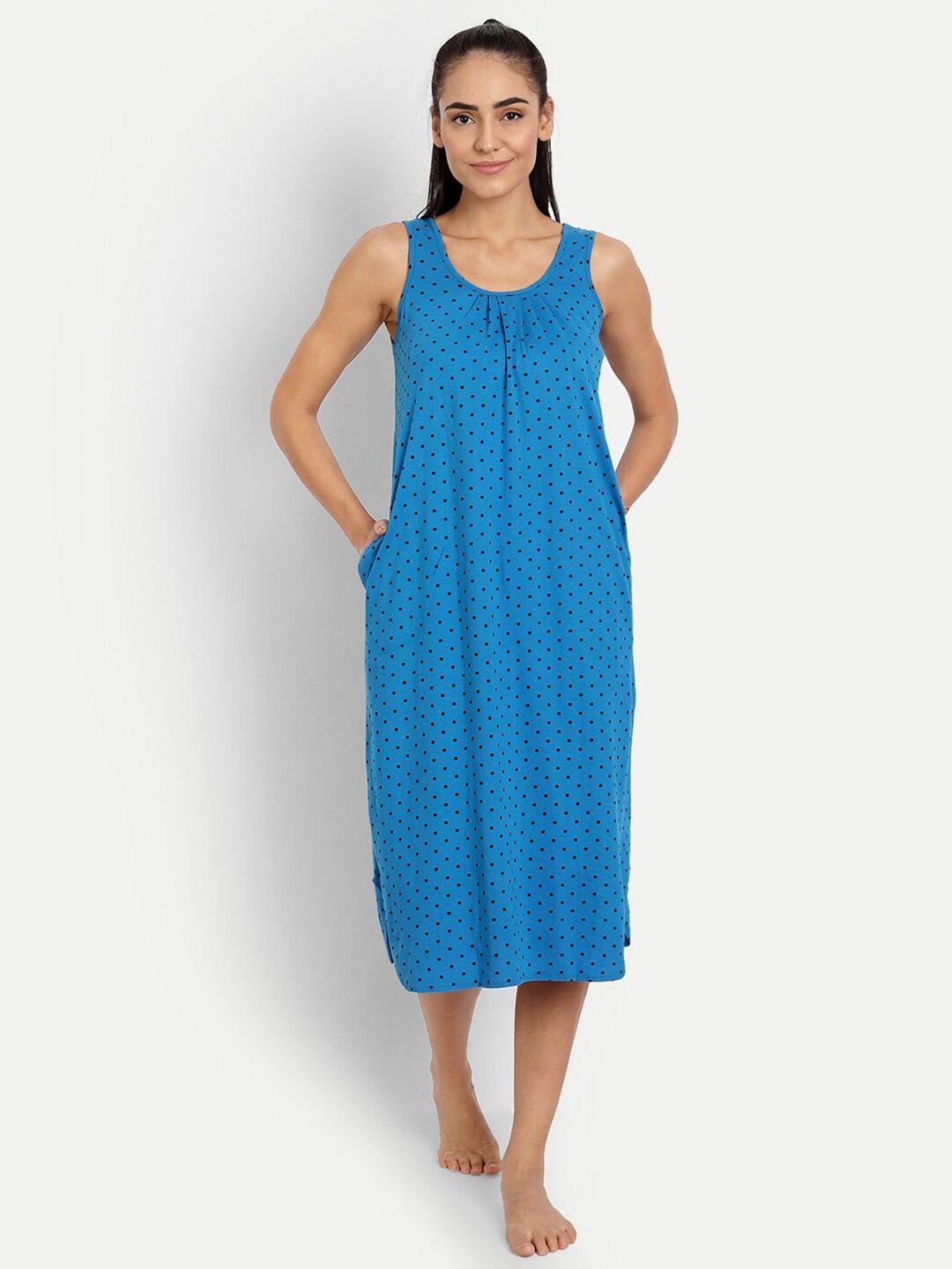 blazon polka dots printed pure cotton nightdress