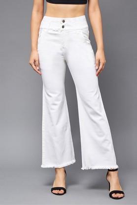 bleach wash denim wide fit women's jeans - white
