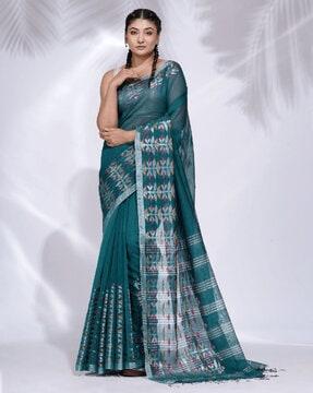 blended cotton handwoven saree with nakshi border saree