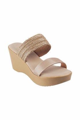 blended round toe slipon womens sandals - gold