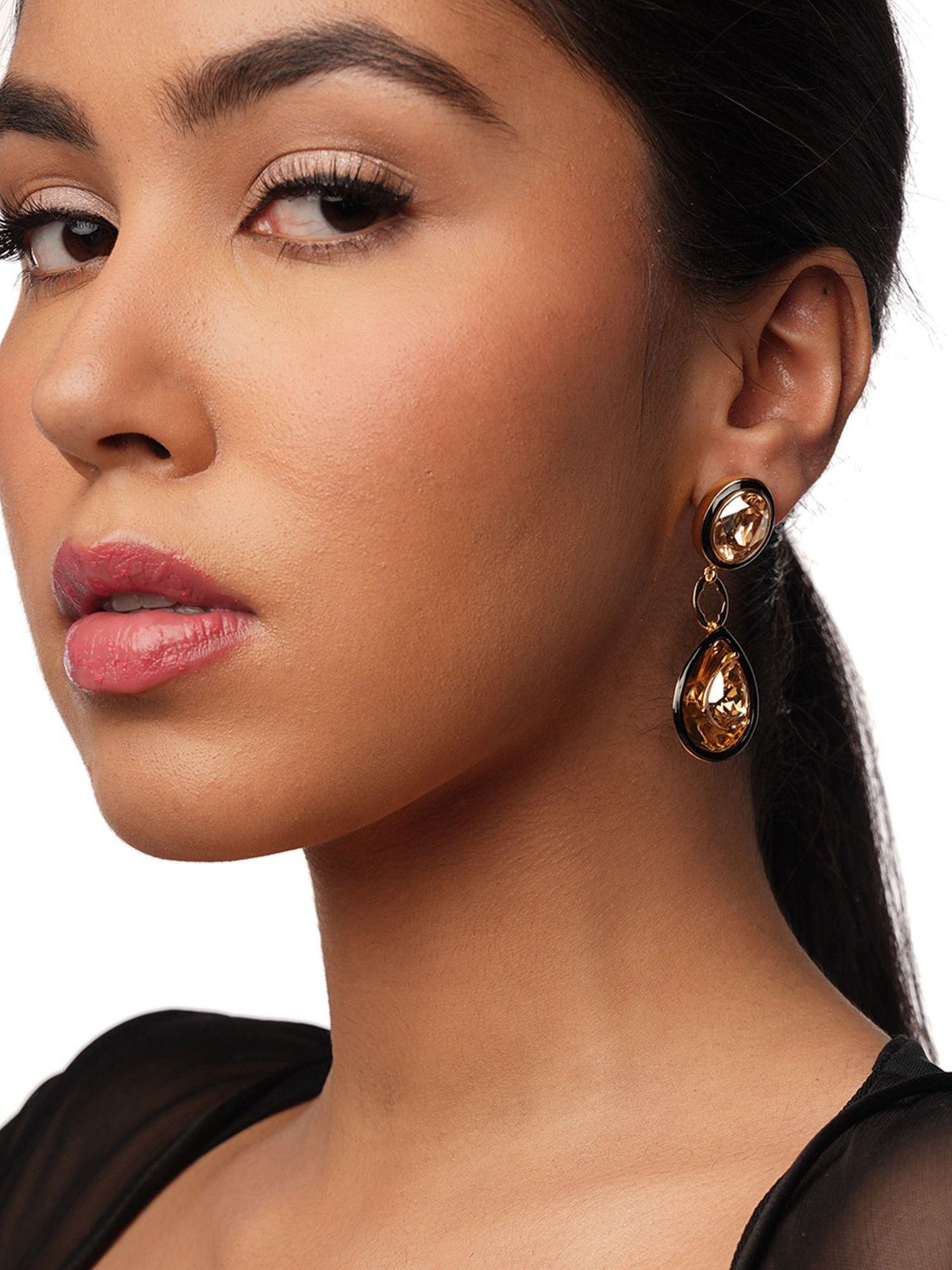 bling glory wrap crystal earrings in 18kt gold plated