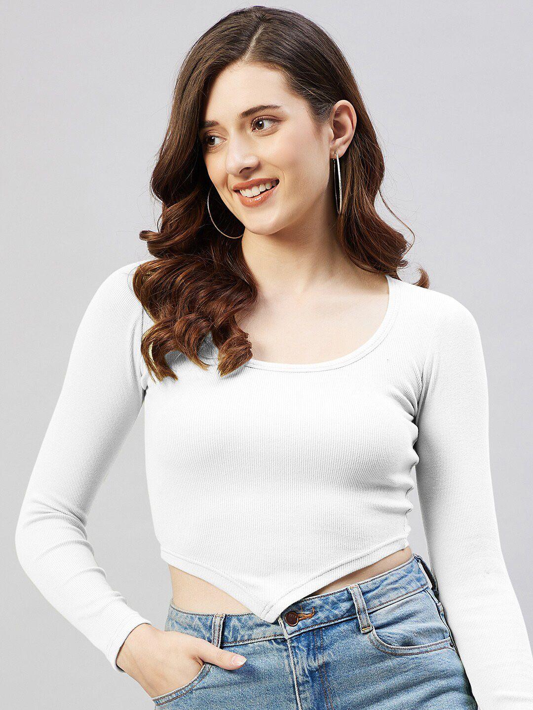blinkin white ribbed crop top