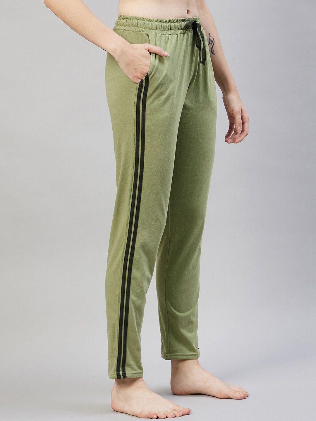 blinkin women green solid cotton lounge pants