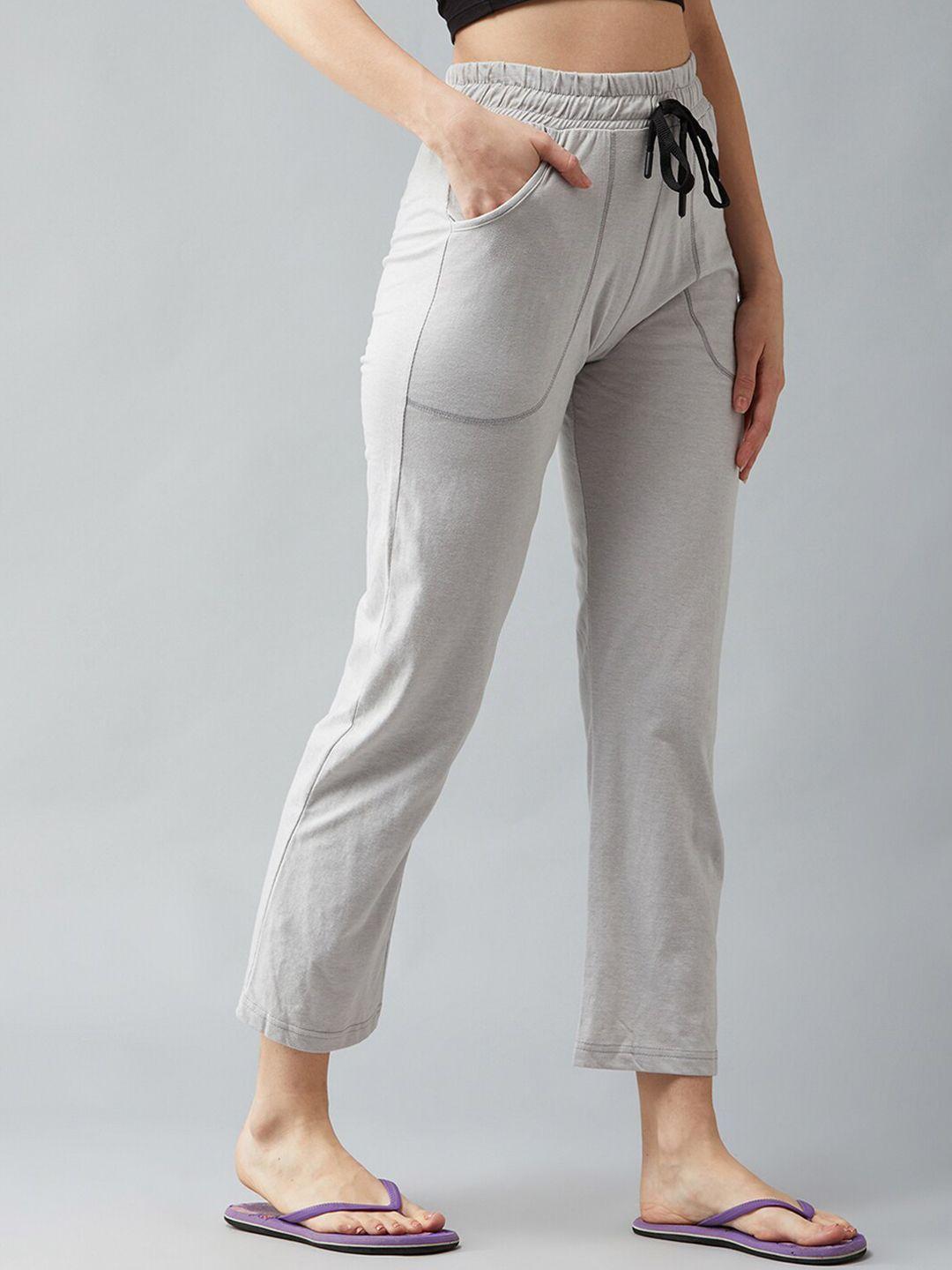 blinkin women grey solid cotton lounge pants