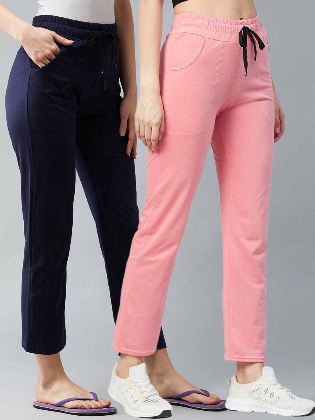 blinkin women pack of 2 solid relaxed-fit track pants