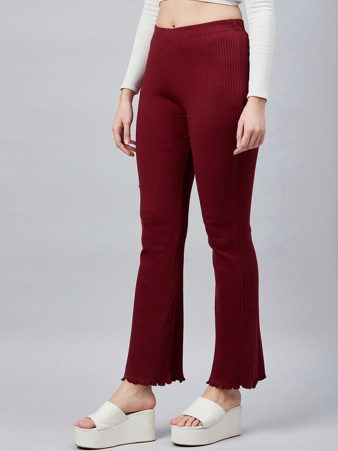 blinkin women ribbed flared trousers