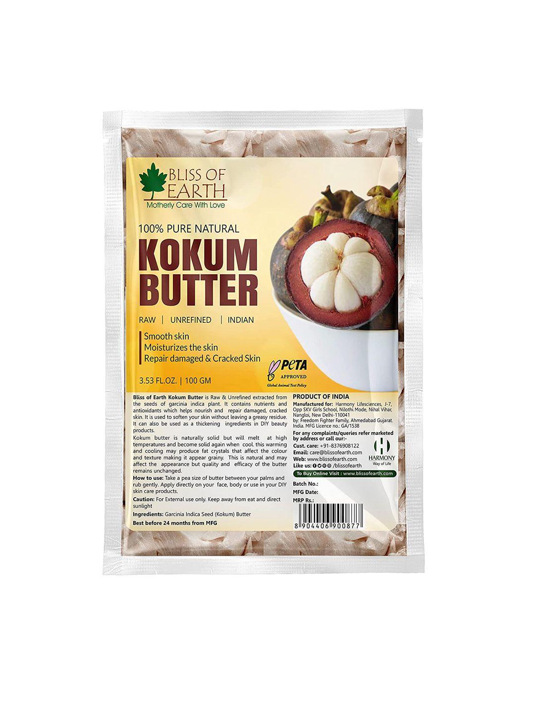 bliss of earth 100% pure natural kokum butter for skin & hair - 100 g