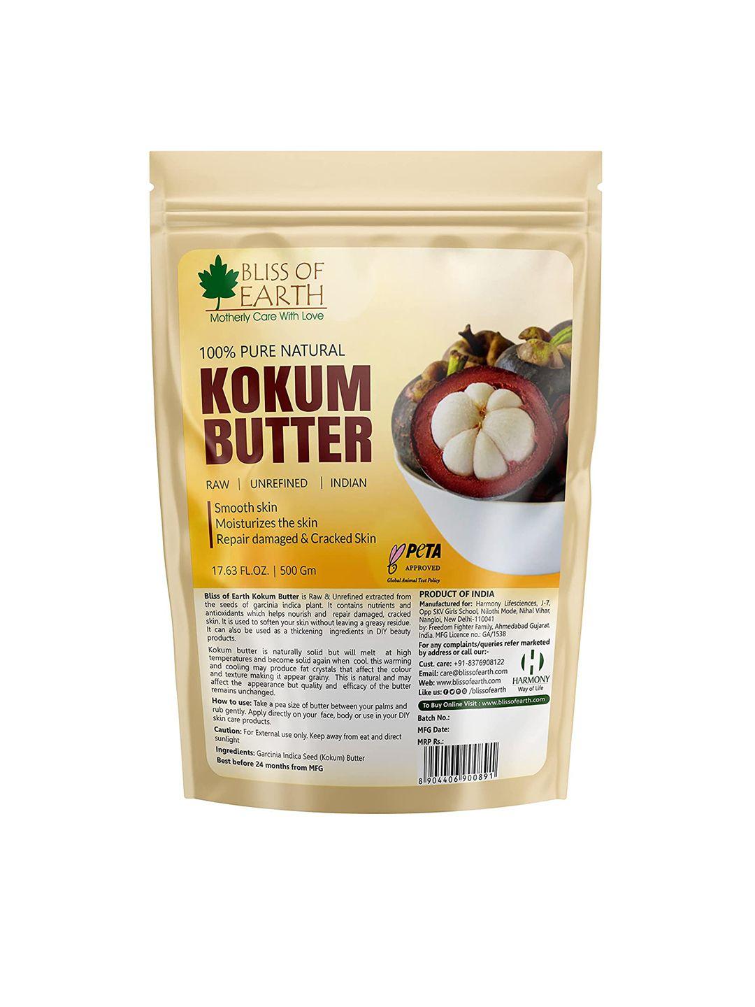 bliss of earth 100% pure natural kokum butter for skin & hair - 500g