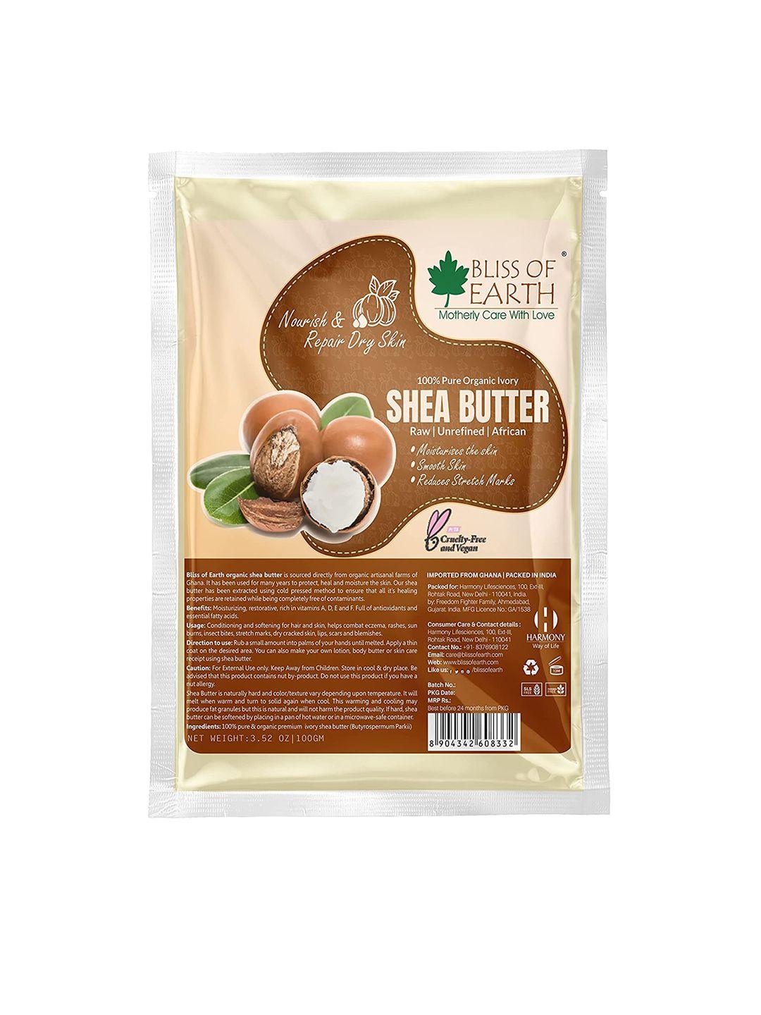 bliss of earth 100% pure organic raw ivory shea butter - 100 g