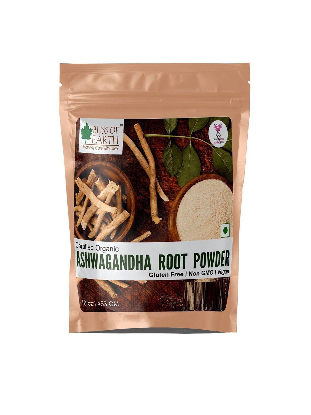 bliss of earth certified organic ashwagandha root powder 453 gm