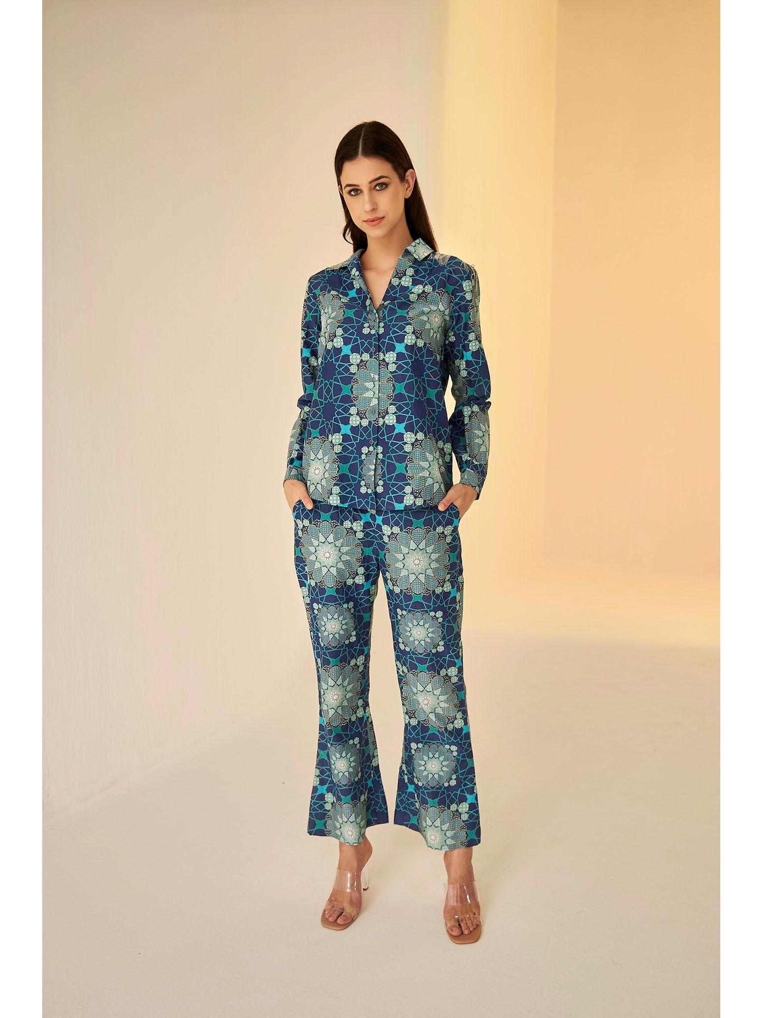 bliss tashkent print shirt and pant set (set of 2)