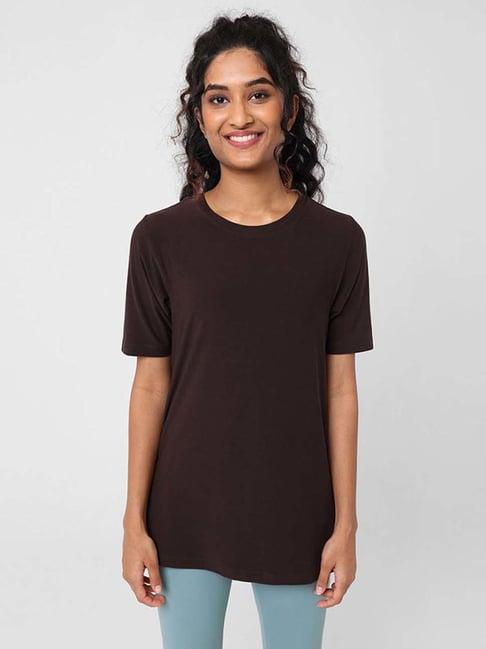 blissclub brown relaxed fit sports t-shirt