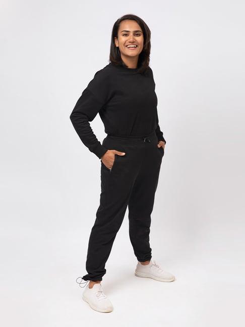 blissclub-women-black-everyday-cozy-narrow-joggers-with-elastic-ankle-adjuster