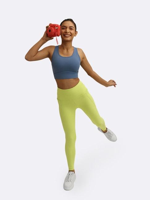 blissclub women lime the motivator leggings with two deep side pockets