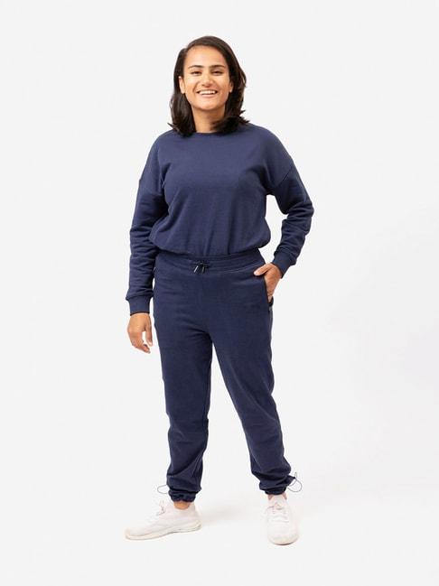 blissclub-women-navy-everyday-cozy-narrow-joggers-with-elastic-ankle-adjuster
