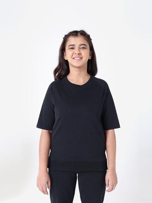 blissclub black cotton relaxed fit t-shirt