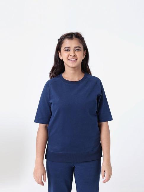 blissclub navy cotton relaxed fit t-shirt