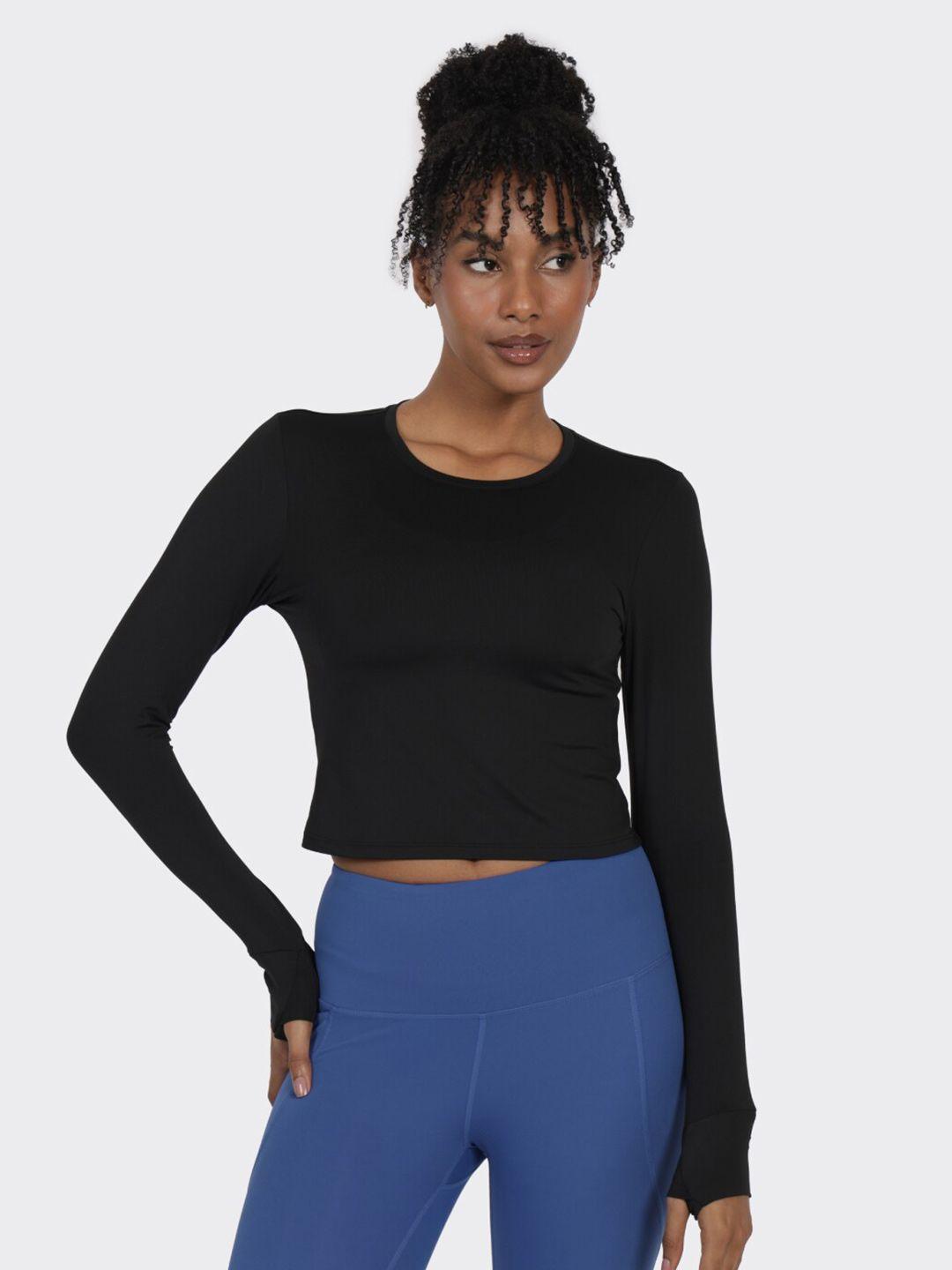 blissclub round neck fitted crop top