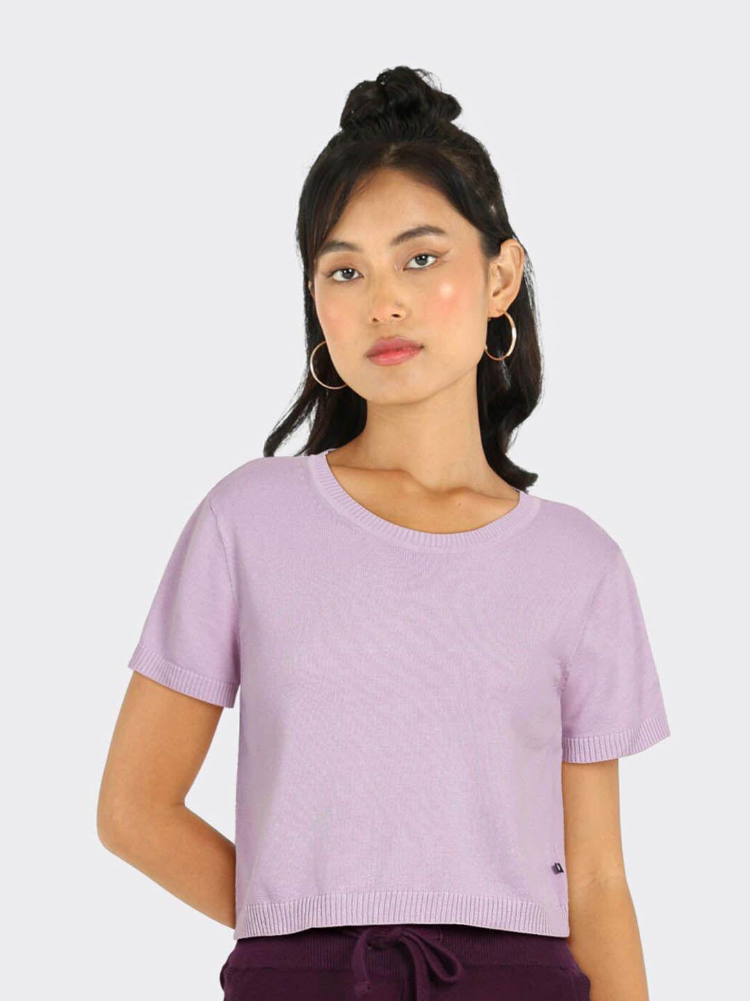 blissclub round neck pure cotton crop t-shirt