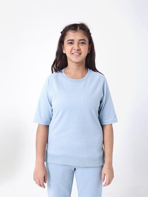 blissclub sky blue cotton relaxed fit t-shirt
