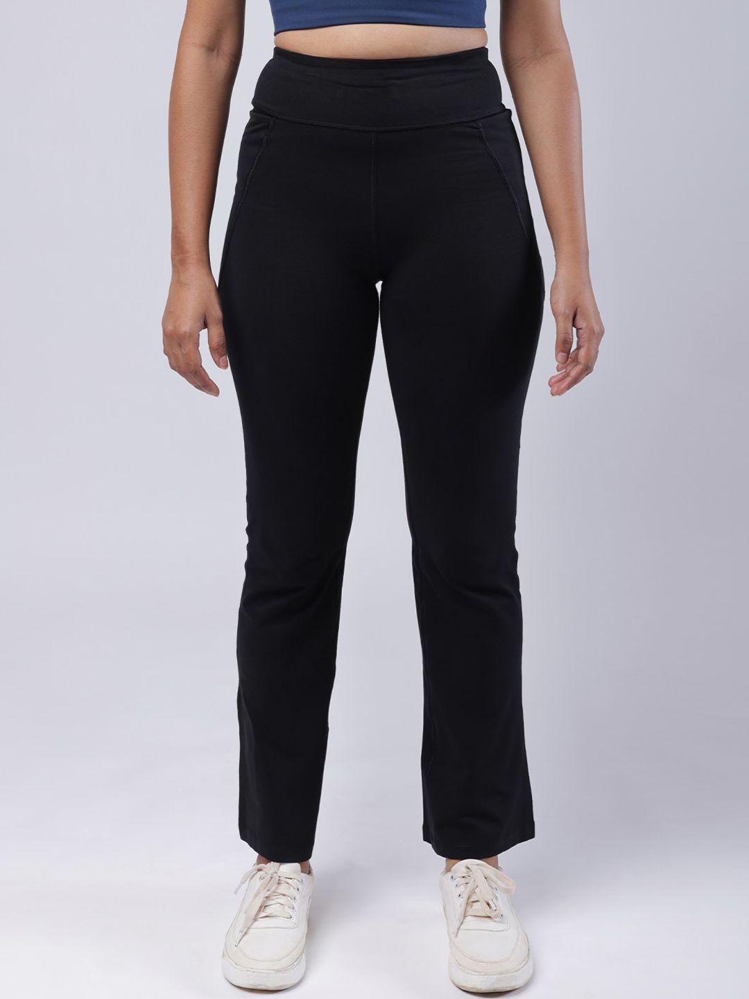 blissclub women black high waist the groove in cotton flare pants