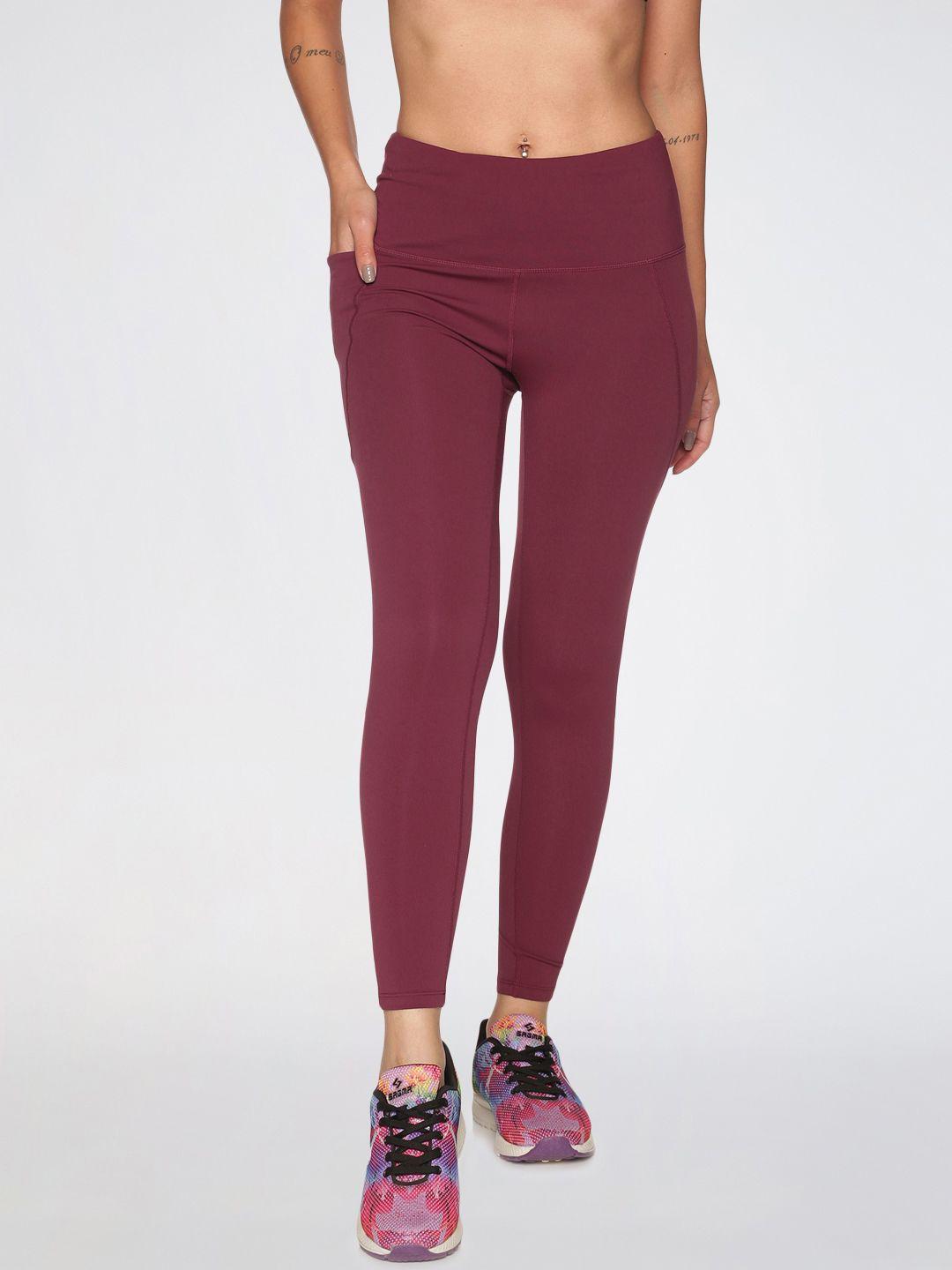 blissclub women burgundy super stretchy & high waisted the ultimate leggings