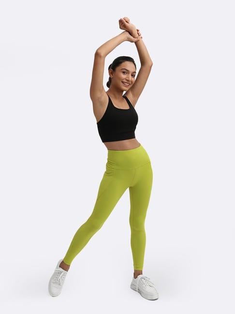 blissclub women green the motivator leggings with two deep side pockets